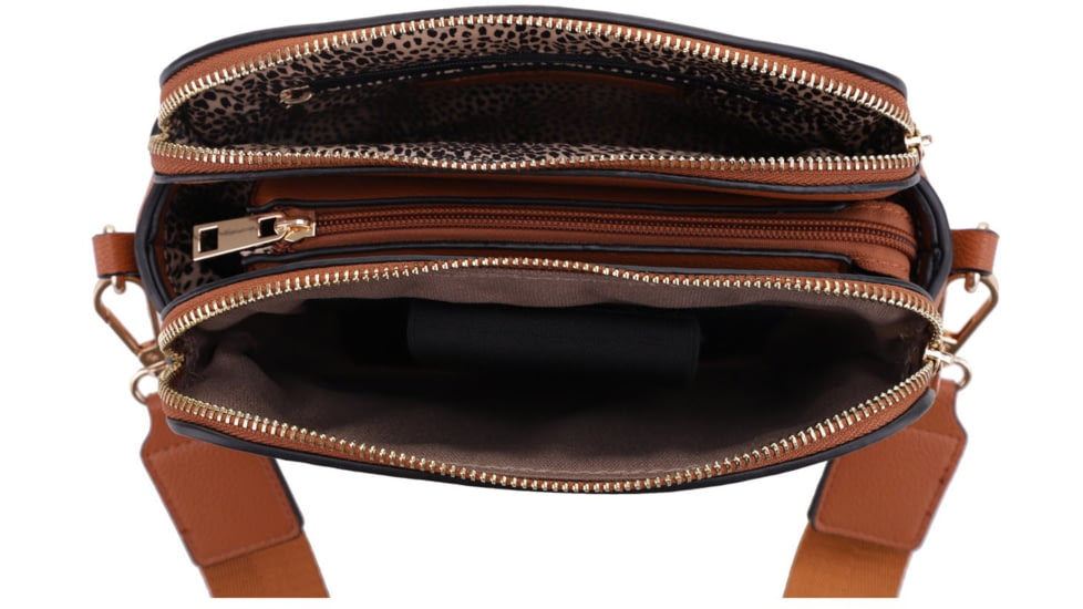 Jessie &amp; James Suzie Compact Concealed Carry Crossbody Bag, Tan, SMC95832AZ TN