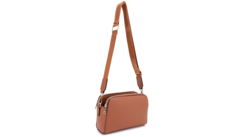 Jessie &amp; James Suzie Compact Concealed Carry Crossbody Bag, Tan, SMC95832AZ TN