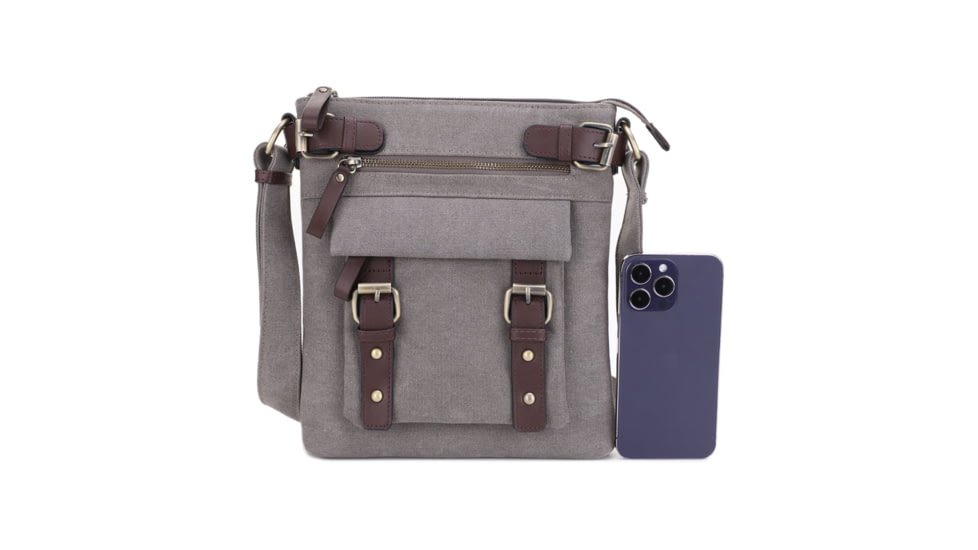 Jessie &amp; James Bailey CCW Canvas Crossbody Bag, Grey, SMC98535L GY