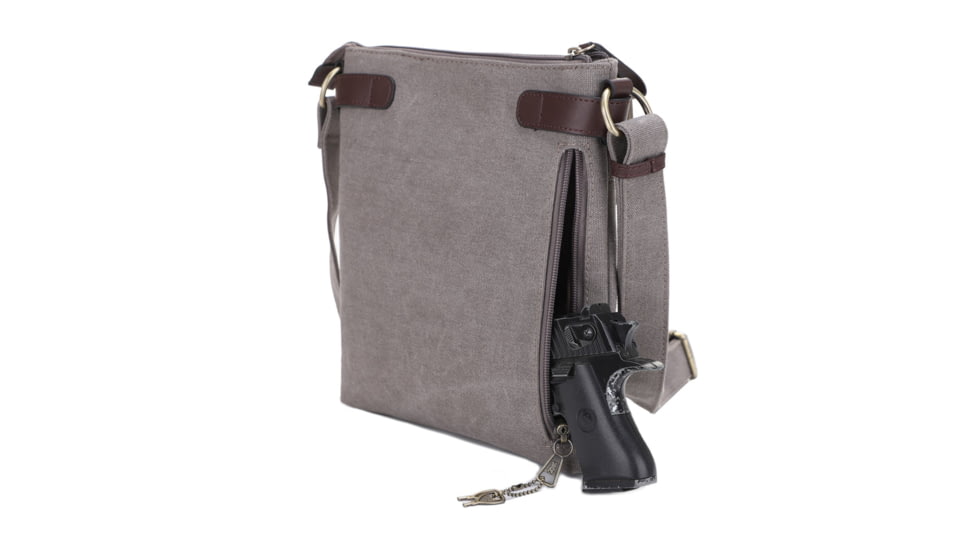 Jessie &amp; James Bailey CCW Canvas Crossbody Bag, Grey, SMC98535L GY