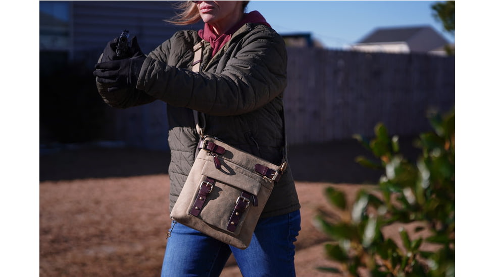 Jessie &amp; James Bailey CCW Canvas Crossbody Bag, Grey, SMC98535L GY