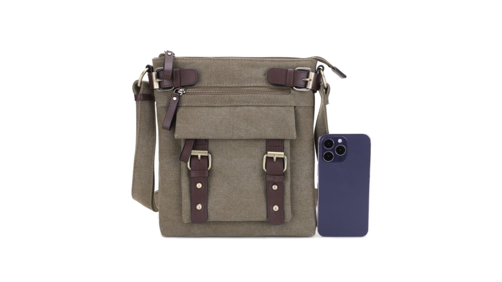 Jessie &amp; James Bailey CCW Canvas Crossbody Bag, Olive, SMC98535L OL