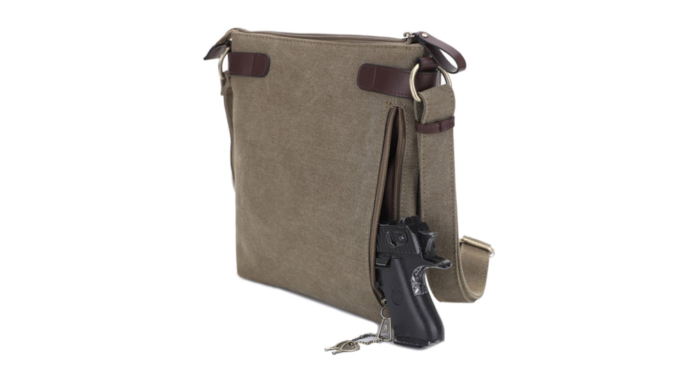 Jessie &amp; James Bailey CCW Canvas Crossbody Bag, Olive, SMC98535L OL