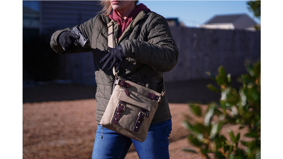 Jessie &amp; James Bailey CCW Canvas Crossbody Bag, Olive, SMC98535L OL