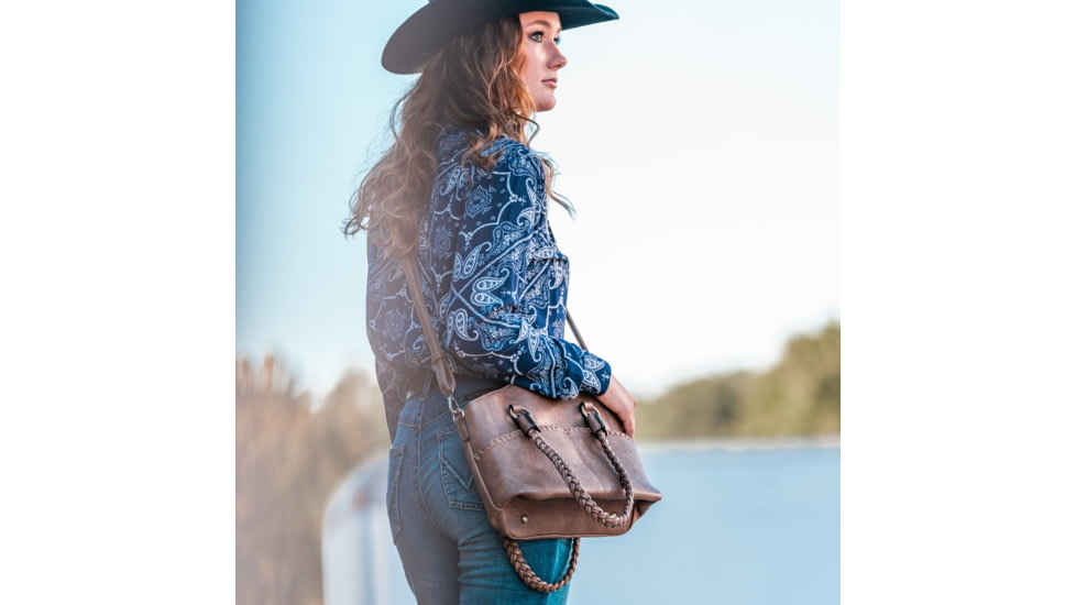 Jessie &amp; James Bella Concealed Carry Tote CCW Handbag, Brown, DSC31188LK BR