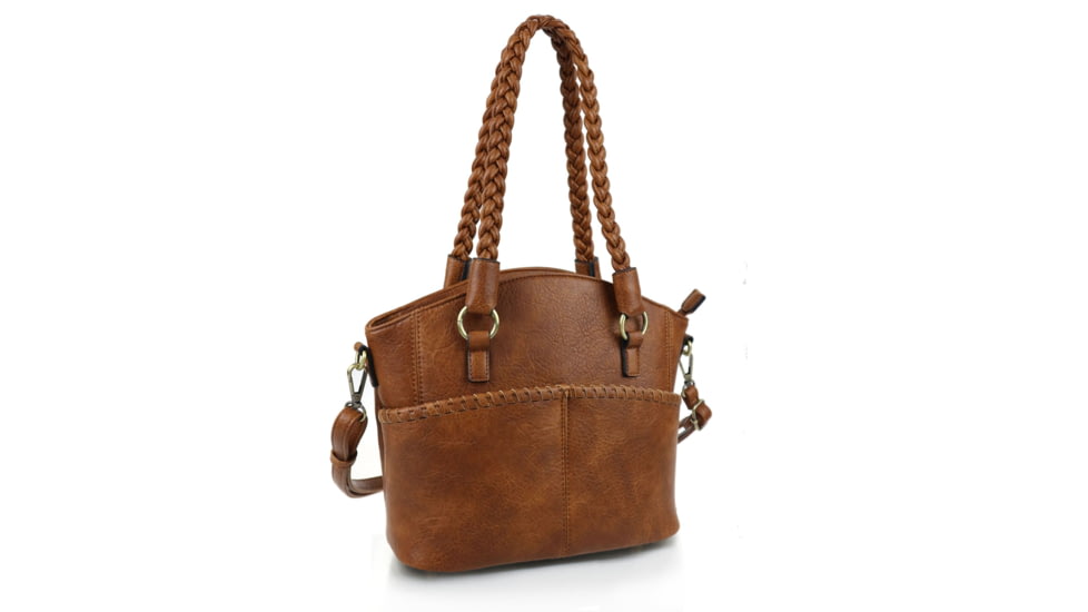 Jessie &amp; James Bella Concealed Carry Tote CCW Handbag, Brown, DSC31188LK BR