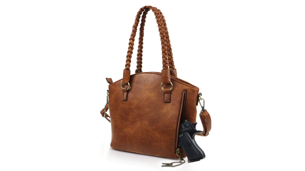 Jessie &amp; James Bella Concealed Carry Tote CCW Handbag, Brown, DSC31188LK BR