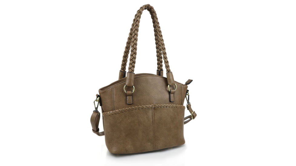 Jessie &amp; James Bella Concealed Carry Tote CCW Handbag, Dark Taupe, DSC31188LK DTP