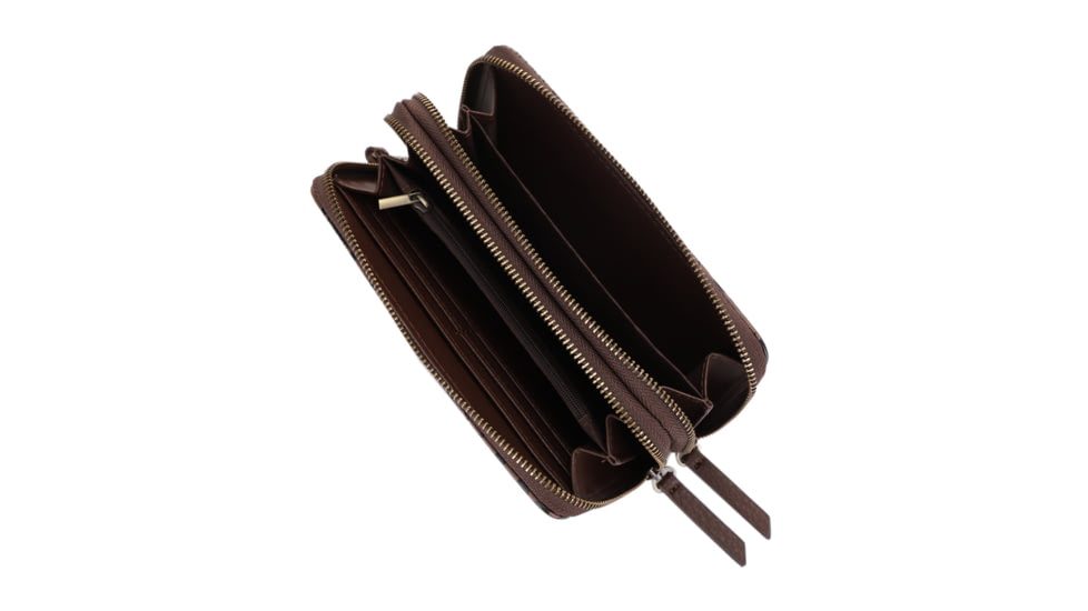 Jessie &amp; James Cassidy Concealed Carry Tote Bag w/Tooling, Matching Wallet, Coffee, SMC60223S CF/CF