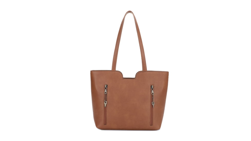 Jessie &amp; James Cassidy Concealed Carry Tote Bag w/Tooling, Matching Wallet, Lt Brown, SMC60223S LBR/BR