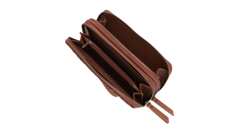 Jessie &amp; James Cassidy Concealed Carry Tote Bag w/Tooling, Matching Wallet, Lt Brown, SMC60223S LBR/BR