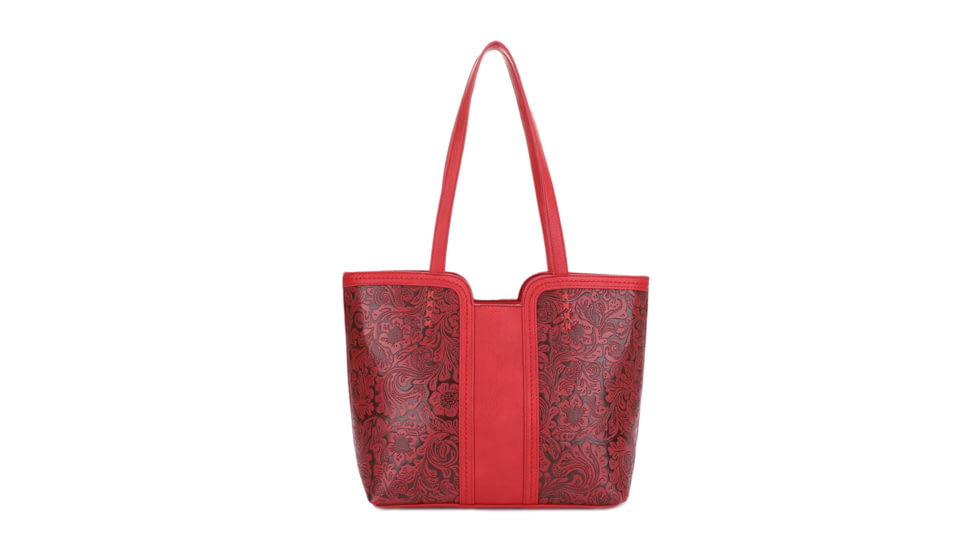 Jessie &amp; James Cassidy Concealed Carry Tote Bag w/Tooling, Matching Wallet, Red, SMC60223S RD/RD