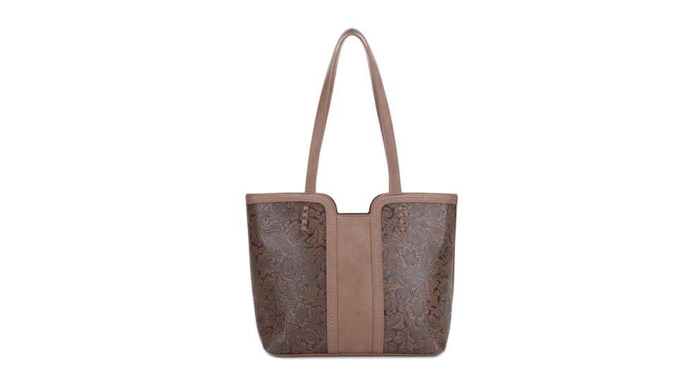Jessie &amp; James Cassidy Concealed Carry Tote Bag w/Tooling, Matching Wallet, Taupe, SMC60223S TP/TP
