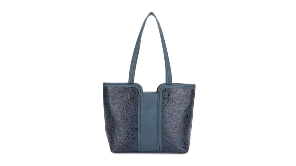Jessie &amp; James Cassidy Concealed Carry Tote Bag w/Tooling, Matching Wallet, Teal, SMC60223S TL/TL
