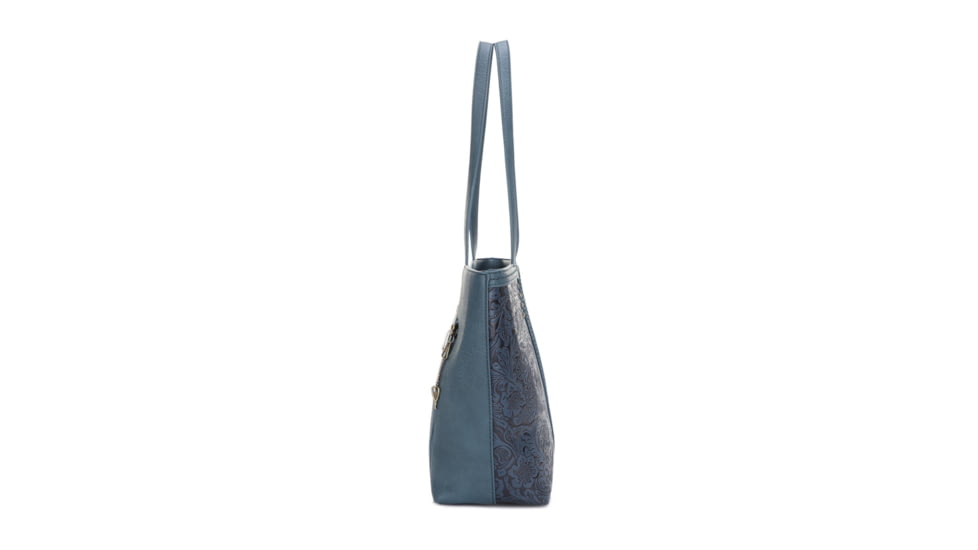 Jessie &amp; James Cassidy Concealed Carry Tote Bag w/Tooling, Matching Wallet, Teal, SMC60223S TL/TL