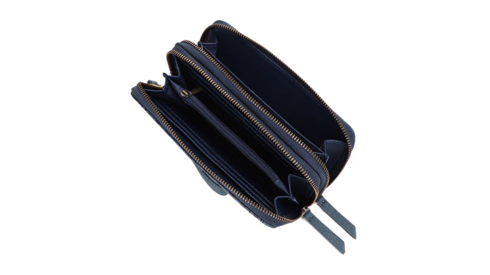 Jessie &amp; James Cassidy Concealed Carry Tote Bag w/Tooling, Matching Wallet, Teal, SMC60223S TL/TL