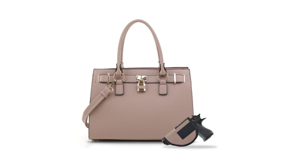 Jessie &amp; James Dina Concealed Carry Lock and Key Satchel CCW Handbag, Mauve, AMC23303L MV