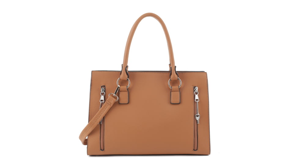 Jessie &amp; James Dina Concealed Carry Lock and Key Satchel CCW Handbag, Tan, AMC23303L TN