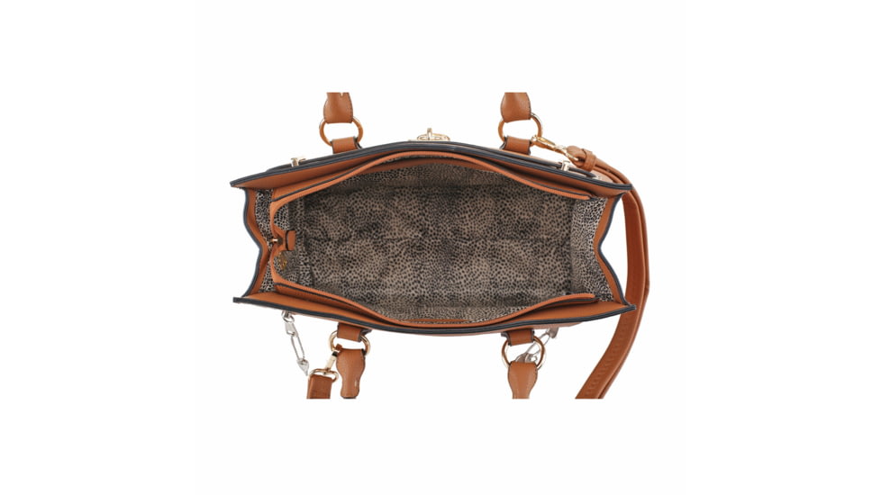 Jessie &amp; James Dina Concealed Carry Lock and Key Satchel CCW Handbag, Tan, AMC23303L TN