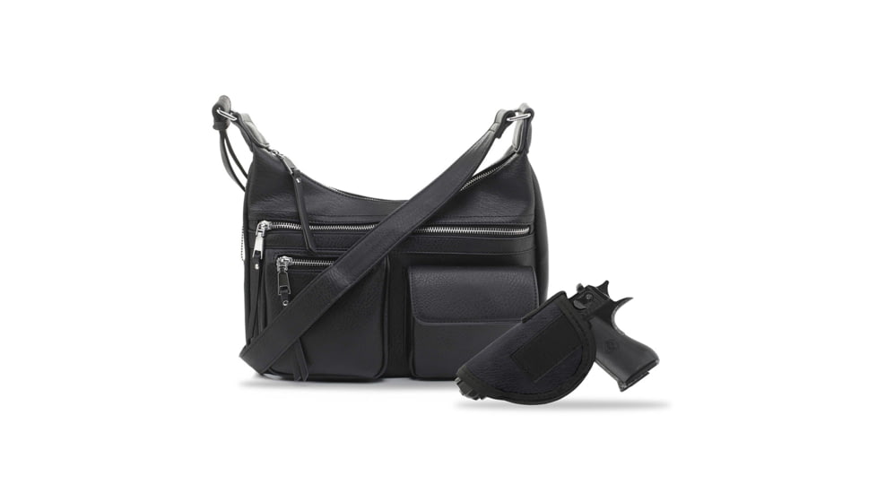 Jessie &amp; James Elle Concealed Carry Hobo Handbag CCW Handbag, Black, AMC5803L BK