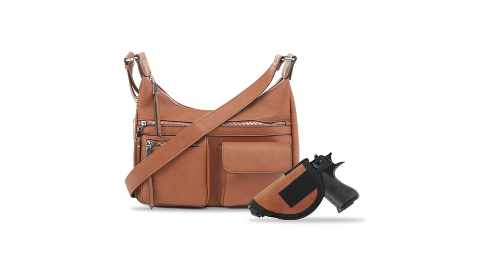 Jessie &amp; James Elle Concealed Carry Hobo Handbag CCW Handbag, Tan, AMC5803L TN