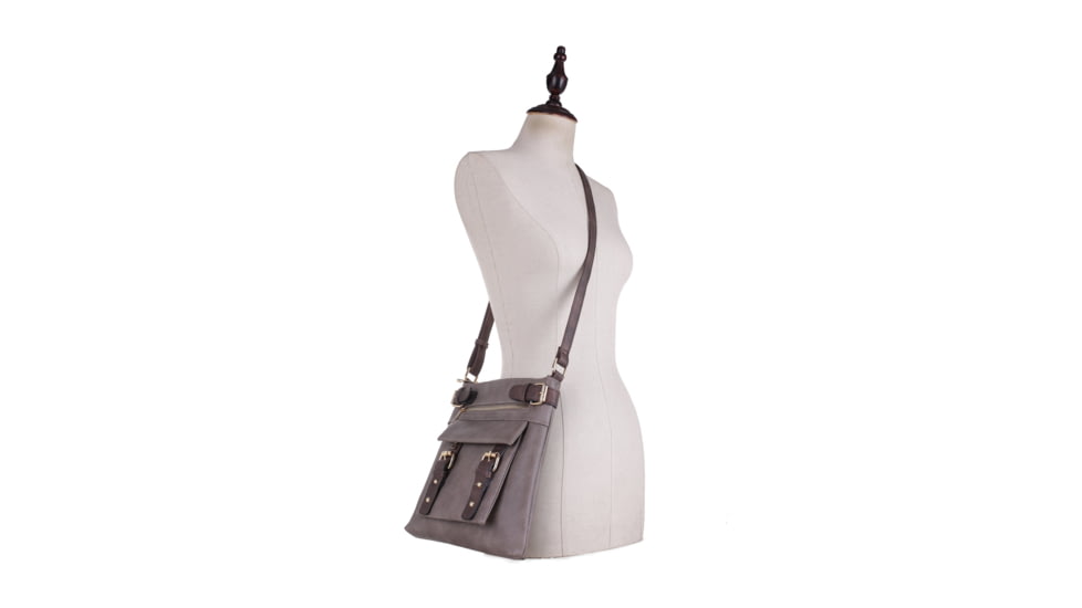 Jessie &amp; James Hannah Concealed Carry Lock and Key Crossbody CCW Handbag, Stone, AMC8535L ST/CF