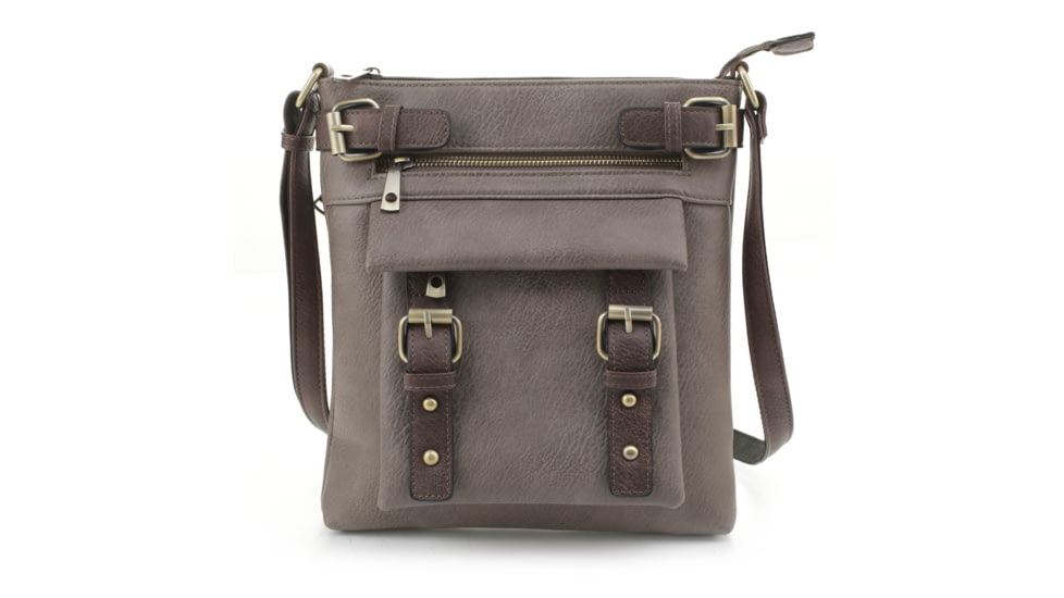 Jessie &amp; James Hannah Concealed Carry Lock and Key Crossbody CCW Handbag, Stone, AMC8535L ST/CF