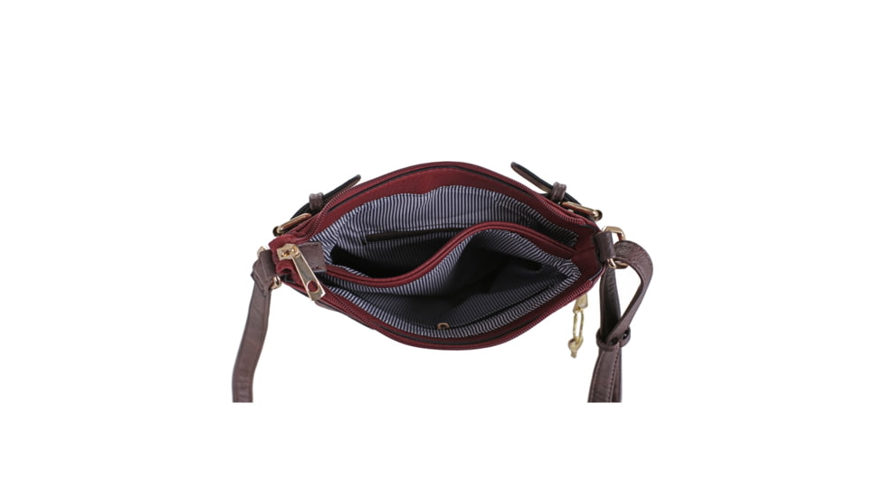 Jessie &amp; James Hannah Concealed Carry Lock and Key Crossbody CCW Handbag, Wine, AMC8535L WN/CF