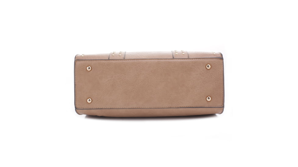 Jessie &amp; James Kate Concealed Carry Lock and Key Satchel with Coin Pouch CCW Handbag, Beige, AMC4032L BG