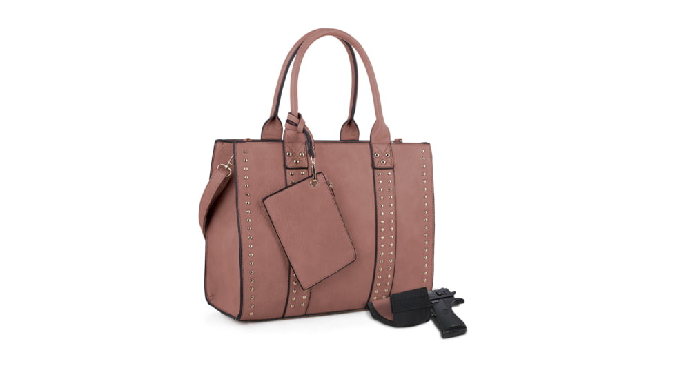 Jessie &amp; James Kate Concealed Carry Lock and Key Satchel with Coin Pouch CCW Handbag, Mauve, AMC4032L MV