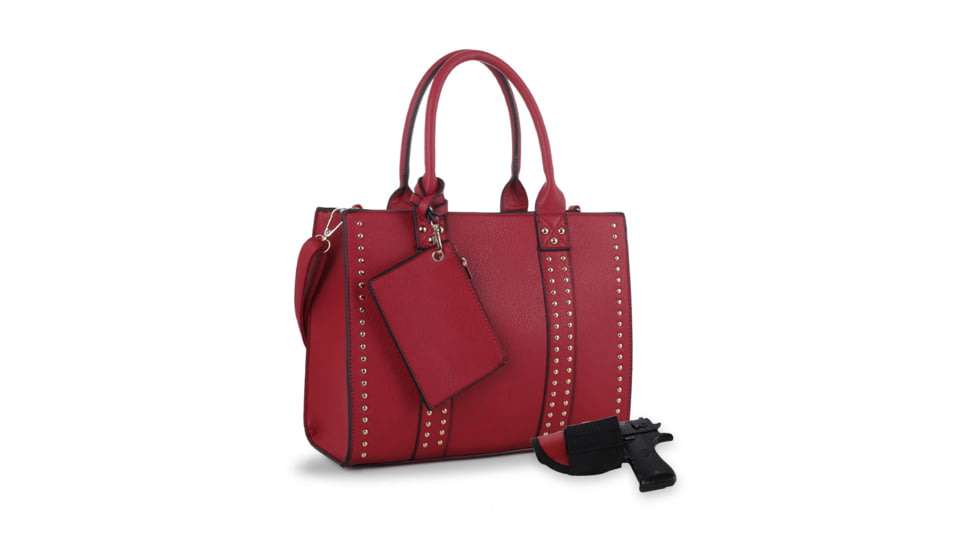 Jessie &amp; James Kate Concealed Carry Lock and Key Satchel with Coin Pouch CCW Handbag, Red, AMC4032L RD