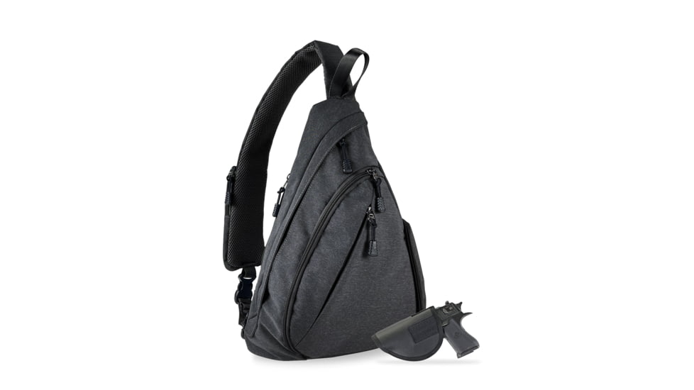 Jessie &amp; James Peyton Sling Shoulder Concealed Carry Backpack CCW Handbag, Black, AMC5819 BK