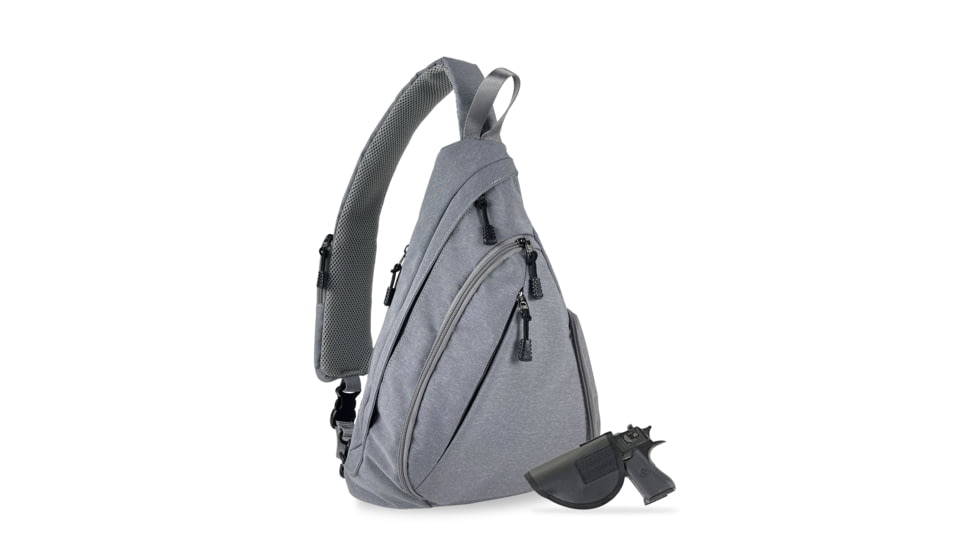 Jessie &amp; James Peyton Sling Shoulder Concealed Carry Backpack CCW Handbag, Gray, AMC5819 GY