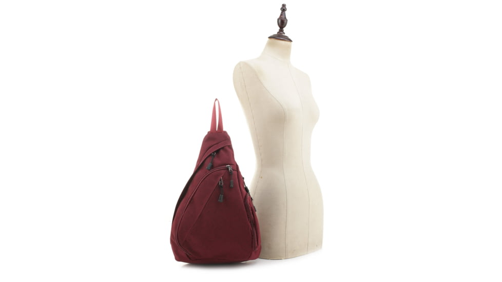 Jessie &amp; James Peyton Sling Shoulder Concealed Carry Backpack CCW Handbag, Red, AMC5819 RD