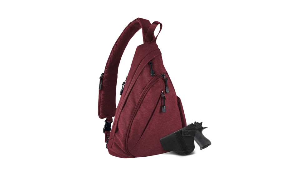 Jessie &amp; James Peyton Sling Shoulder Concealed Carry Backpack CCW Handbag, Red, AMC5819 RD