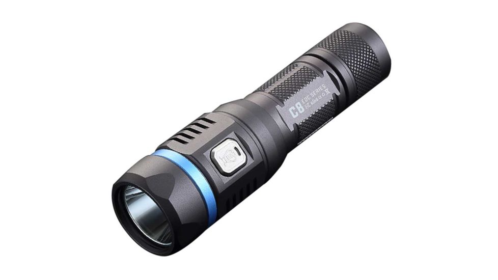 JETBeam C8 Pro Rechargeable Outdoor Flashlight, SST40 N4 BC LED, 1200 Lumens, 1 x 18650 Included, Gray JETBEAM-C8-PRO