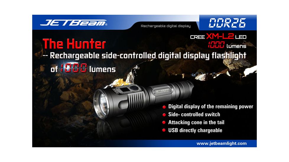 JETBeam DDR26 1000 Lumens LED Flashlight w/ Digital Display JETBEAM-DDR26
