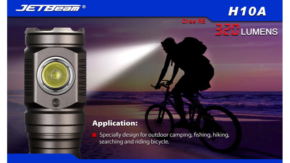 Jetbeam H10A LED Flashlight - CREE R5 - 320 Lumens - Uses 1 x AA or 1 x 14500, Black JETBEAM-H10A-R5