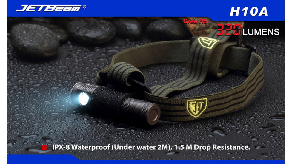 Jetbeam H10A LED Flashlight - CREE R5 - 320 Lumens - Uses 1 x AA or 1 x 14500, Black JETBEAM-H10A-R5