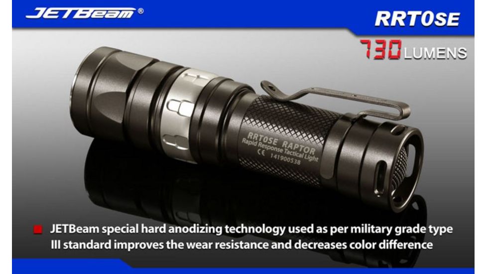 JETBeam RRT0SE LED Flashlight,Gray,730 Lumens JETBEAM-RRT-0SE-XML2