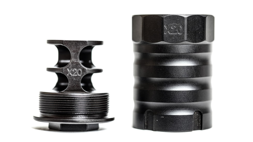 JMac Customs 2C 1/2-28 X20 2-Port Muzzle Brake with Wolfman Suppressor Mount, RRD-2C-28S-X20