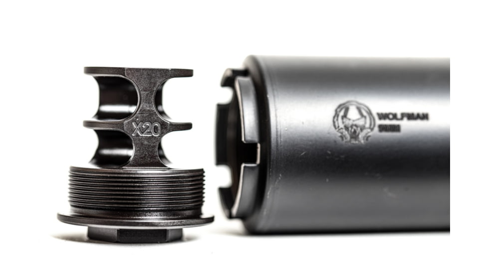 JMac Customs 2C 1/2-28 X20 2-Port Muzzle Brake with Wolfman Suppressor Mount, RRD-2C-28S-X20