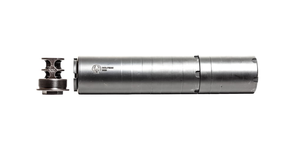 JMac Customs 2C 1/2-28 X20 2-Port Muzzle Brake with Wolfman Suppressor Mount, RRD-2C-28S-X20