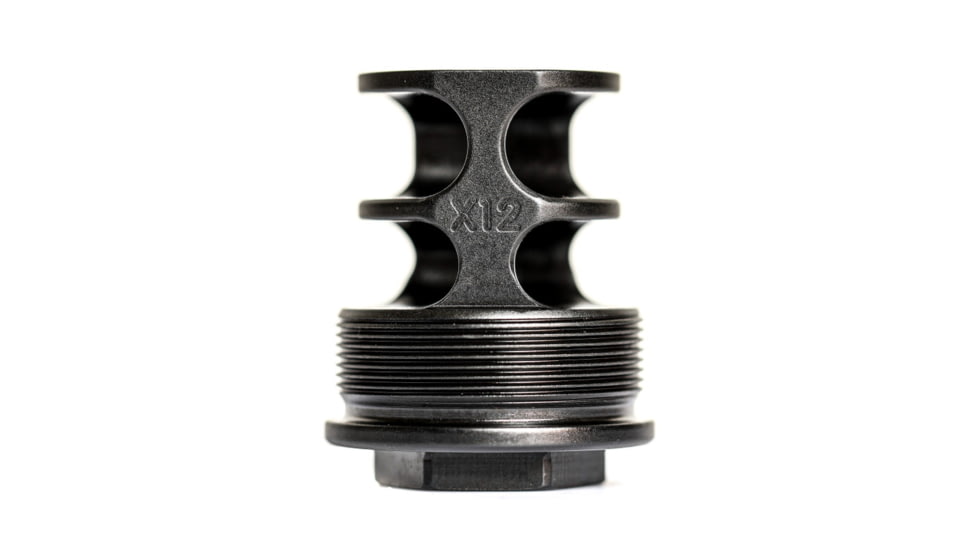 JMac Customs 2C 5/8-24 X12 .45 Cal 2-Port Muzzle Brake with Alpha Suppressor Mount, Black, RRD-2C-30S-X12-45