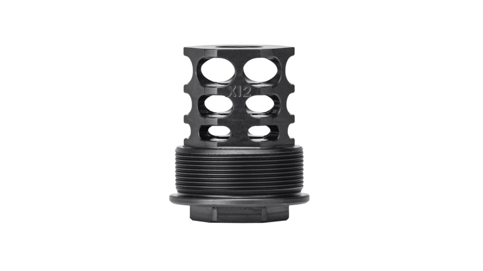 JMac Customs 360 1/2-28 X12 Muzzle Brake with Alpha Suppressor Mount, Black Nitride, RRD-360-28S-X12