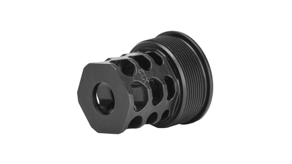 JMac Customs 360 1/2-28 X12 Muzzle Brake with Alpha Suppressor Mount, Black Nitride, RRD-360-28S-X12