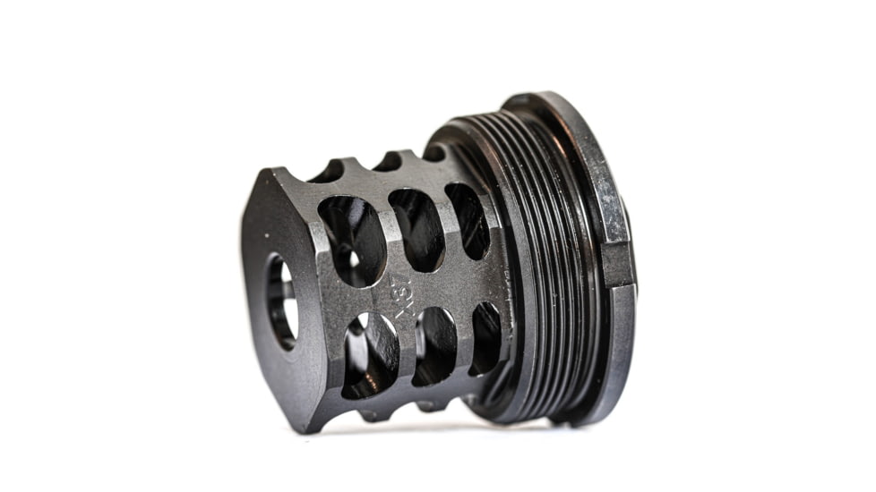 JMac Customs 360 1/2-28 X37 Muzzle Brake with Bravo Suppressor Mount and Blast Shield, Black Nitride, RRD-360-28S-X37+BDS-37