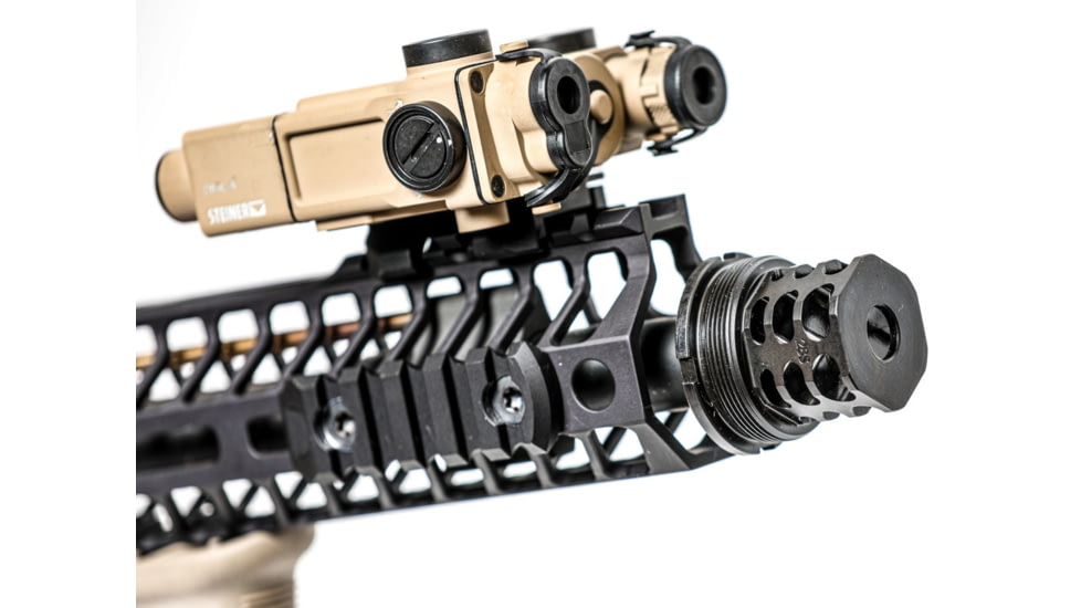 JMac Customs 360 1/2-28 X37 Muzzle Brake with Bravo Suppressor Mount and Blast Shield, Black Nitride, RRD-360-28S-X37+BDS-37