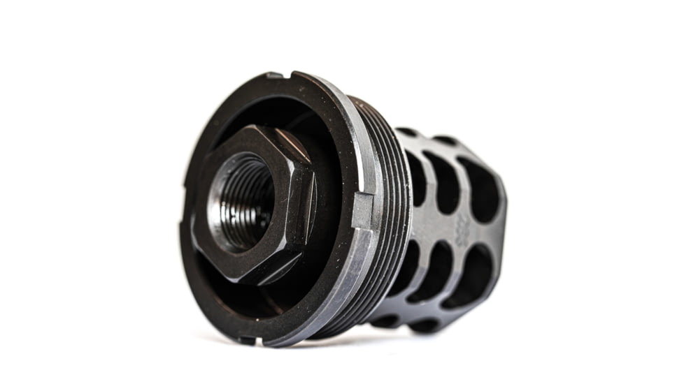 JMac Customs 360 1/2-28 X37 Muzzle Brake with Bravo Suppressor Mount and Blast Shield, Black Nitride, RRD-360-28S-X37+BDS-37