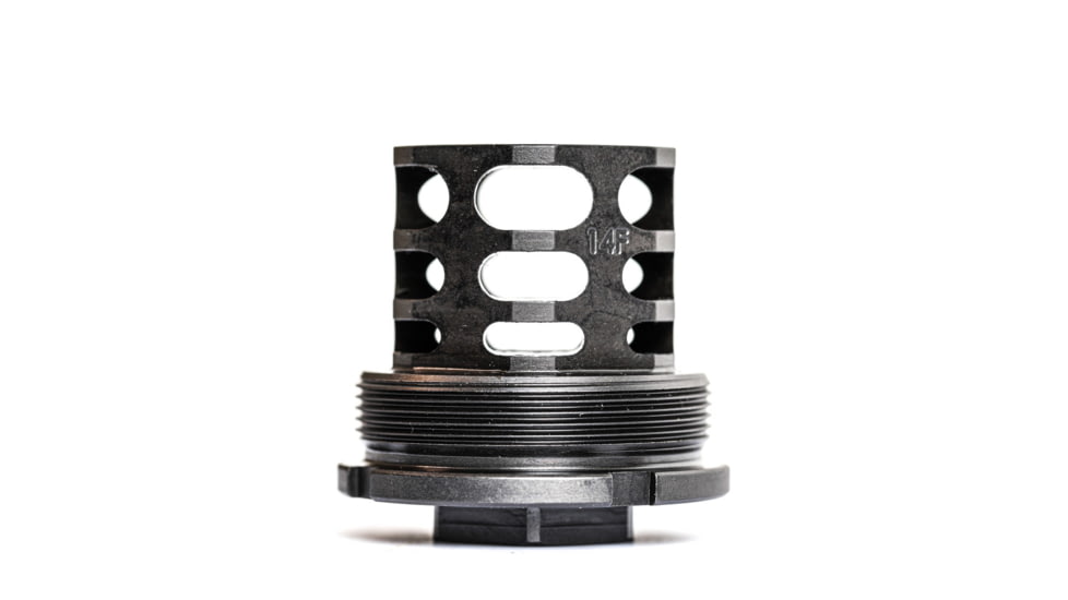 JMac Customs 360 14-1LH Muzzle Brake with Bravo Suppressor Mount, Facemount X37, Black, RRD-360HD-14F-X37